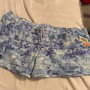 Columbia Light Blue Geometric Women's Athletic Shorts